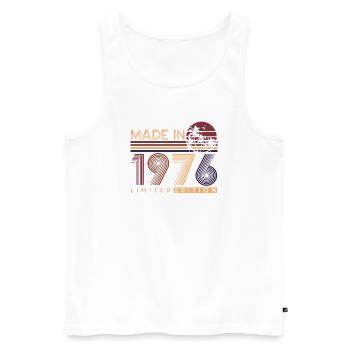Jahrgang 1976 Vintage Retro Geburtstag Geschenk - Männer Premium Bio Tank Top - Weiß - Vorne - Michal (187cm)