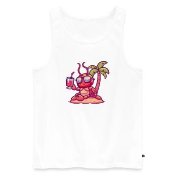 Vacances d’été au crabe homard - Débardeur bio Premium Homme - blanc - Devant - Michal (187cm)