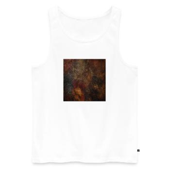 Distressed leather and golden patina - Men's Premium Organic Tank Top - white - Front - Michal (187cm)