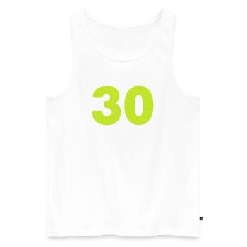 Neon 30 Jubiläumsdesign - Männer Premium Bio Tank Top - Weiß - Vorne - Michal (187cm)