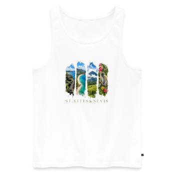 Voyage à Saint-Christophe-Nevis – Île des Caraïbes et culture - Débardeur bio Premium Homme - blanc - Devant - Michal (187cm)