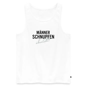 Maennerschnupfen Ueberlebt Spruch Shirt - Männer Premium Bio Tank Top - Weiß - Vorne - Michal (187cm)