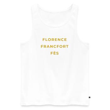 Florac Lozère - Florence - Francfort - Fès - Débardeur bio Premium Homme - blanc - Devant - Michal (187cm)
