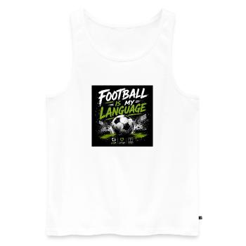 Le football est mon langage - Débardeur bio Premium Homme - blanc - Devant - Michal (187cm)