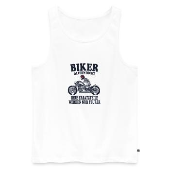 Biker altern nicht Motorrad Spruch - Männer Premium Bio Tank Top - Weiß - Vorne - Michal (187cm)