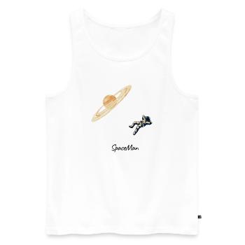 SpaceMan - Astronaute minimaliste & graphique planète - Débardeur bio Premium Homme - blanc - Devant - Michal (187cm)