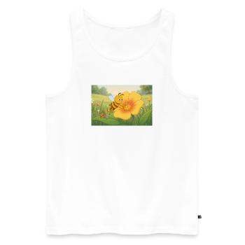 Yellow bee in flower garden - Men's Premium Organic Tank Top - white - Front - Michal (187cm)