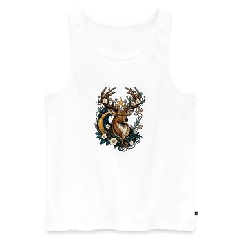 Cerf étoile de lune avec couronne de fleurs - Débardeur bio Premium Homme - blanc - Devant - Michal (187cm)