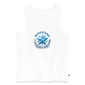 Ruhestand mit Auszeichnung – Design mit blauem Ste - Männer Premium Bio Tank Top - Weiß - Vorne - Michal (187cm)