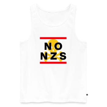 NO NZS, NEVER AGAIN, ANTI-FASCISM, NO AFD YELLOW - Men's Premium Organic Tank Top - white - Front - Michal (187cm)