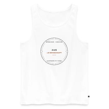 AUS Leidenschaft – Handwerk mit Herz - Männer Premium Bio Tank Top - Weiß - Vorne - Michal (187cm)