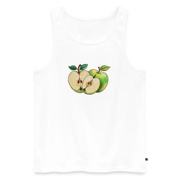 Motif de fruits coupés en demi-pomme verte - Débardeur bio Premium Homme - blanc - Devant - Michal (187cm)