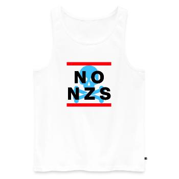 NO NZS NEVER AGAIN ANTI-FASCISM NO AFD BLUE - Men's Premium Organic Tank Top - white - Front - Michal (187cm)