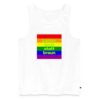 LIEBER BUNT STATT BRAUN NO NZS, NIE WIEDER - Männer Premium Bio Tank Top - Weiß - Vorne - Michal (187cm)