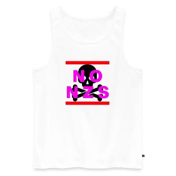 PAS DE NZS PLUS JAMAIS ANTIFASCISME PAS AFD PINK - Débardeur bio Premium Homme - blanc - Devant - Michal (187cm)