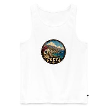 Crète, Grèce, Île des vacances méditerranéennes - Débardeur bio Premium Homme - blanc - Devant - Michal (187cm)