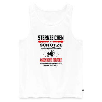 Schütze Sternzeichen Horoskop Aszendent Perfekt - Männer Premium Bio Tank Top - Weiß - Vorne - Michal (187cm)
