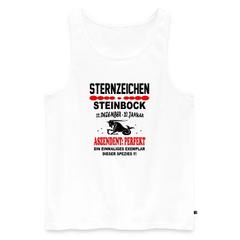 Steinbock Sternzeichen Horoskop Aszendent Perfekt - Männer Premium Bio Tank Top - Weiß - Vorne - Michal (187cm)