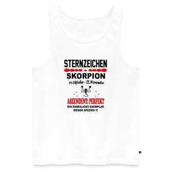 Skorpion Sternzeichen Horoskop Aszendent Perfekt - Männer Premium Bio Tank Top - Weiß - Vorne - Michal (187cm)