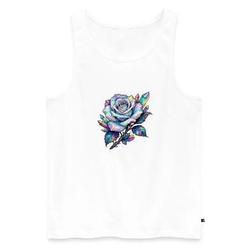 Cristal de rose arc-en-ciel holographique - Débardeur bio Premium Homme - blanc - Devant - Michal (187cm)