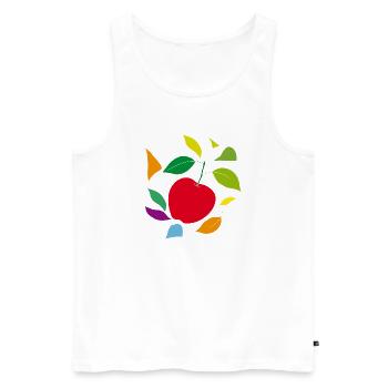 Minimalistischer Apfel mit Blättern - Männer Premium Bio Tank Top - Weiß - Vorne - Michal (187cm)