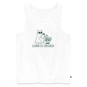 Gießen ist Chefsache Coole Gärtner Katze - Männer Premium Bio Tank Top - Weiß - Vorne - Michal (187cm)