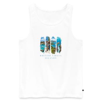 Voyage de vacances aux Îles Vierges britanniques – Motif plage et île des Caraïbes - Débardeur bio Premium Homme - blanc - Devant - Michal (187cm)