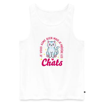 Humour Chat Je Préfère Les Chats Mignon - Débardeur bio Premium Homme - blanc - Devant - Michal (187cm)