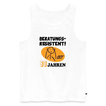 Comic Geburtstag 80 Jahre Happy Birthday - Männer Premium Bio Tank Top - Weiß - Vorne - Michal (187cm)