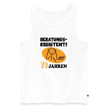Comic Geburtstag 70 Jahre Happy Birthday - Männer Premium Bio Tank Top - Weiß - Vorne - Michal (187cm)