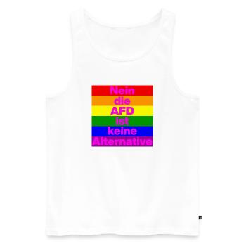 NEIN DIE AFD IST KEINE ALTERNATIVE, NO NZS, PRIDE - Männer Premium Bio Tank Top - Weiß - Vorne - Michal (187cm)