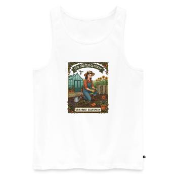 Für Garten geboren zur Arbeit gezwungen Garten - Männer Premium Bio Tank Top - Weiß - Vorne - Michal (187cm)