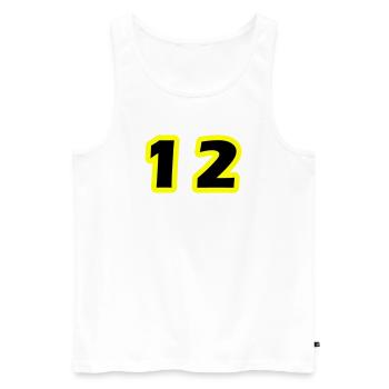 12 Symbole numérique - Débardeur bio Premium Homme - blanc - Devant - Michal (187cm)
