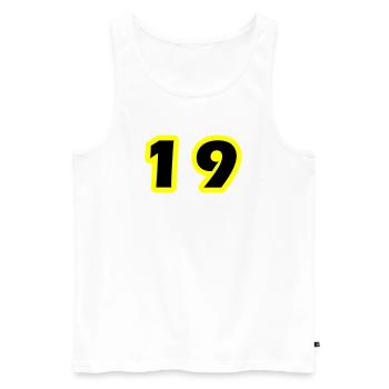 Symbole numérique 19 - Débardeur bio Premium Homme - blanc - Devant - Michal (187cm)