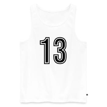 Symbole numérique 13 - Débardeur bio Premium Homme - blanc - Devant - Michal (187cm)