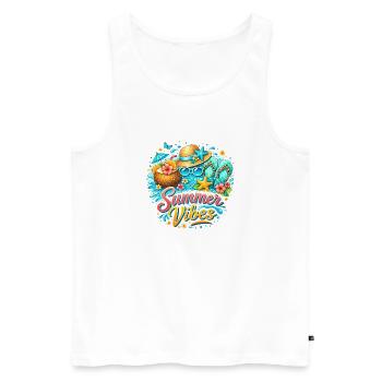 Ambiances estivales : Bonheur de plage et couleurs tropicales - Débardeur bio Premium Homme - blanc - Devant - Michal (187cm)