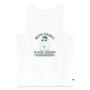 Meister geschafft Lizenzierter Klugscheißer - Männer Premium Bio Tank Top - Weiß - Vorne - Michal (187cm)