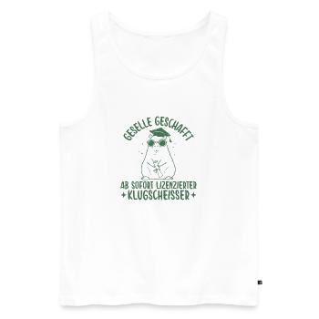 Geselle geschafft Lizenzierter Klugscheißer - Männer Premium Bio Tank Top - Weiß - Vorne - Michal (187cm)