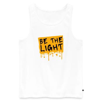 Be The Light Motivierend Positivität Spruch Logo - Männer Premium Bio Tank Top - Weiß - Vorne - Michal (187cm)