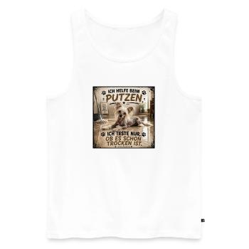 Putz-Hund: Trocken-Test Humor - Männer Premium Bio Tank Top - Weiß - Vorne - Michal (187cm)