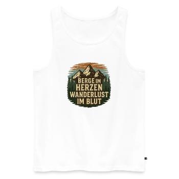 Berge im Herzen – Wanderlust im Blut - Männer Premium Bio Tank Top - Weiß - Vorne - Michal (187cm)