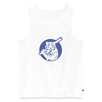 Silhouette minimaliste du joueur de baseball Tiger - Débardeur bio Premium Homme - blanc - Devant - Michal (187cm)
