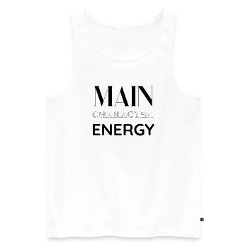 Idée de cadeau énergétique pour personnage principal - Débardeur bio Premium Homme - blanc - Devant - Michal (187cm)