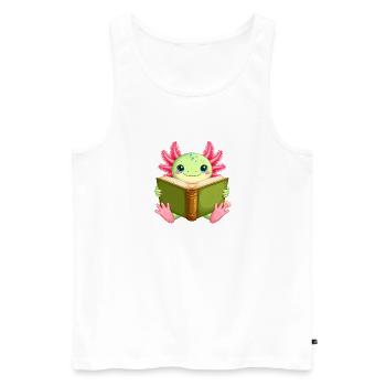 Axolotl Kawaii lisant un livre – mignon - Débardeur bio Premium Homme - blanc - Devant - Michal (187cm)