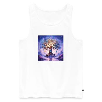 Arbre précieux lumineux onirique - Débardeur bio Premium Homme - blanc - Devant - Michal (187cm)