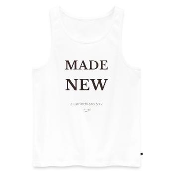 Made New Christian Design – 2 Corinthians 5:17 - Men's Premium Organic Tank Top - white - Front - Michal (187cm)