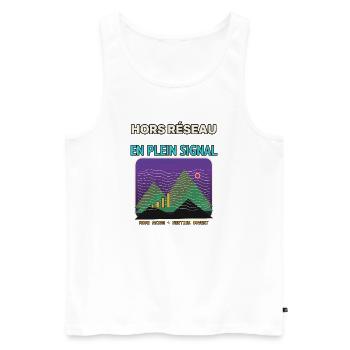 Montagnes au Plein Signal Graphique - Débardeur bio Premium Homme - blanc - Devant - Michal (187cm)