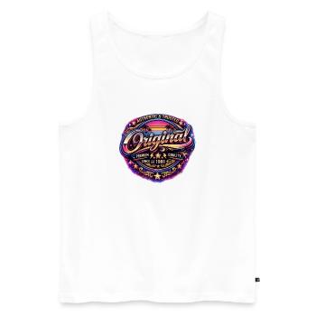 Insigne rétro des années 1980 Neon Synthwave original 1981 - Débardeur bio Premium Homme - blanc - Devant - Michal (187cm)