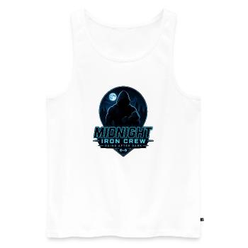 L’équipage Midnight Iron progresse après l’entraînement à la salle de sport dans la nuit - Débardeur bio Premium Homme - blanc - Devant - Michal (187cm)