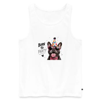 Né pour faire la fête Bouledogue français Chien de fête - Débardeur bio Premium Homme - blanc - Devant - Michal (187cm)